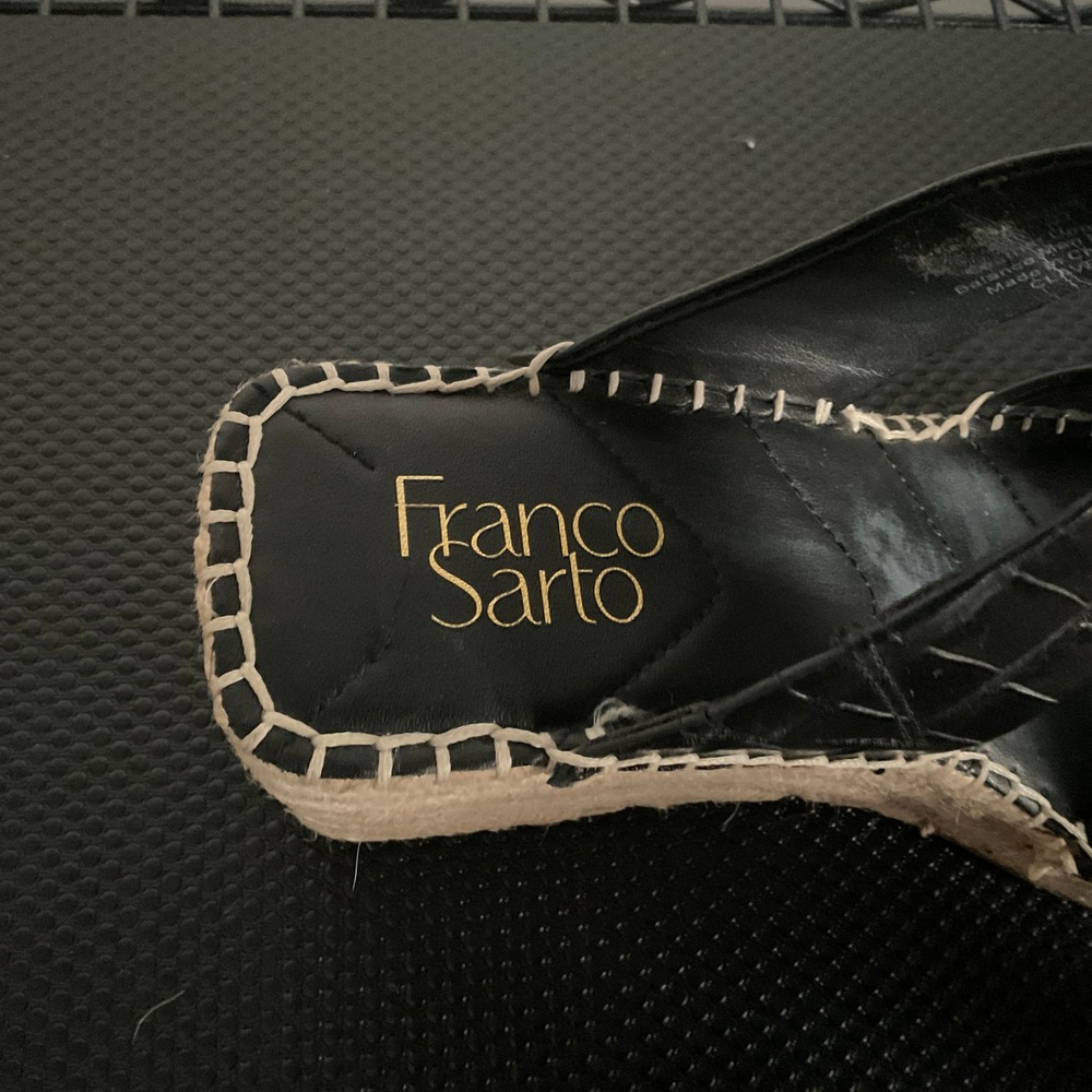 Franco Sarto Clave Black Croc Leather Espadrille Wedge Sandals Womens 7M - Picture 8 of 13